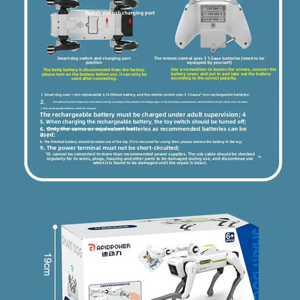 Teeggi RC Intelligent Robot Dog – Multifunctional Bionic Smart Mechanical Pet with Turret Educational Toy Gift