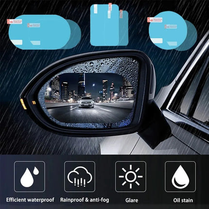 Rearview Mirror & Side Window Film – 2pcs Anti-Fog Rainproof Car Protection Stickers
