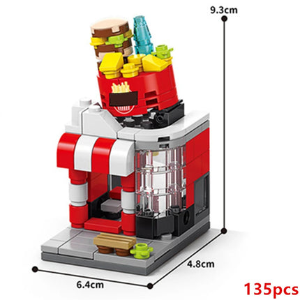 NEW Restaurant Dessert Coffee Pet Fruit Store Street View Food House Building Blocks Kit Girls Bricks Model Kids Toy Children
