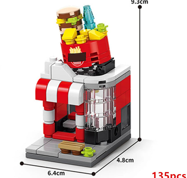 NEW Restaurant Dessert Coffee Pet Fruit Store Street View Food House Building Blocks Kit Girls Bricks Model Kids Toy Children