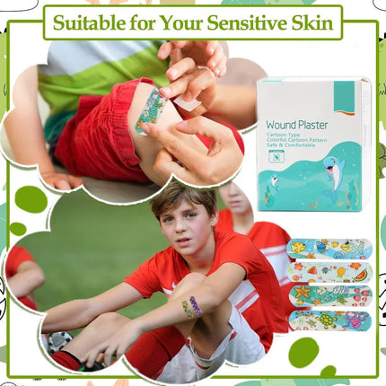 Kids Adhesive Bandages – 100pcs Cute Cartoon Waterproof Medical Strips for Children