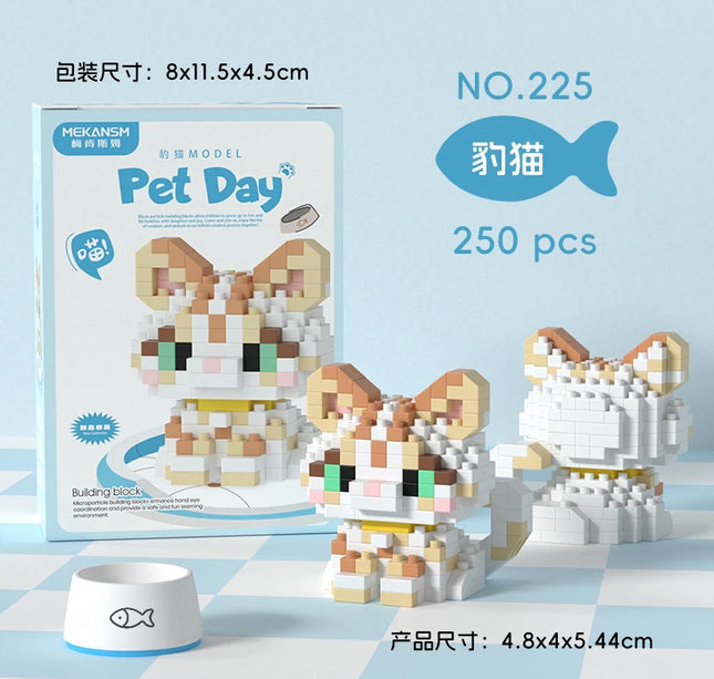 HUIQIBAO MINI Cute Pet Dog Cat Micro Building Block Model Set Kids City Cartoon Animal Diamond Bricks Educational Toys for Adult