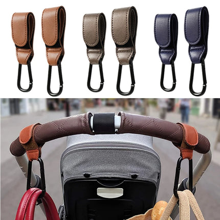Adjustable Stroller Hook – PU Leather Bag Hanger for Baby Travel