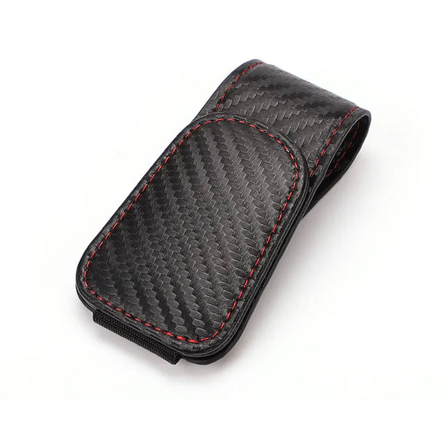 Car Eyeglass Holder Clip – Leather Magnetic Sun Visor Storage for Sunglasses