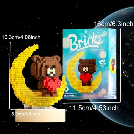 Cute Bear Light-Up Building Blocks - The Perfect Educational Birthday Gift for Friends!（NO base）