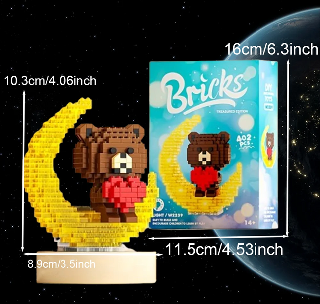 Cute Bear Light-Up Building Blocks - The Perfect Educational Birthday Gift for Friends!（NO base）