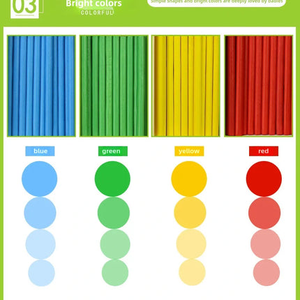 Children's math teaching aids, counting sticks, arithmetic learning box, wooden educational toys, Montessori education