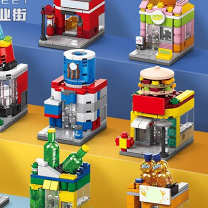 NEW Restaurant Dessert Coffee Pet Fruit Store Street View Food House Building Blocks Kit Girls Bricks Model Kids Toy Children