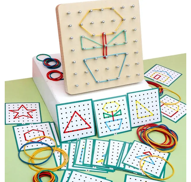 Montessori Geometry Math Teaching Aids For Children Shape Pegboard Puzzle Game Early Childhood Educational Wooden Toys Gifts