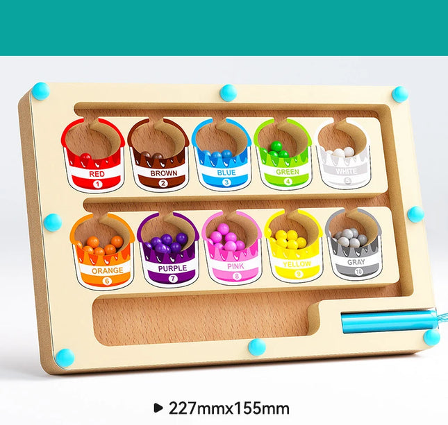 Montessori Magnetic Maze Game – Color Sorting & Fine Motor Training Toy with Pen Control for Kids Sensory Play