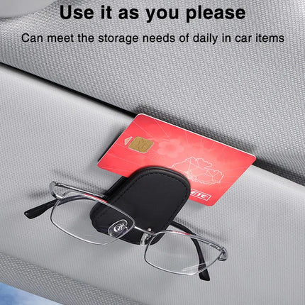 Car Eyeglass Holder Clip – Leather Magnetic Sun Visor Storage for Sunglasses