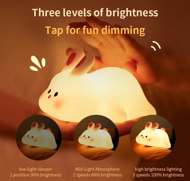 LED Night light Silicone Rabbit Touch Sensor lamp Cute Animal Light Bedroom Decor Gift for Kid Baby Child Table Lamp Home Decor