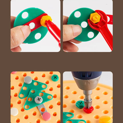 Educational Assembling Toolbox Toy Electric Screwdriver Screwing Repair 4-6 years old Montessori Kids Repair Toolbox Toys