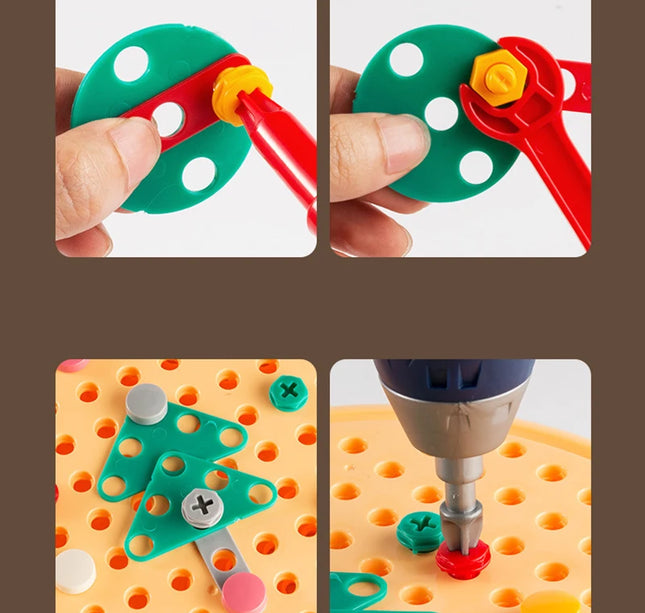 Educational Assembling Toolbox Toy Electric Screwdriver Screwing Repair 4-6 years old Montessori Kids Repair Toolbox Toys