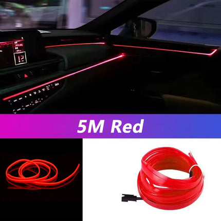 5M Car Interior LED Strip Light – Flexible Neon EL USB Ambient Lighting for DIY Auto & Party Decoration