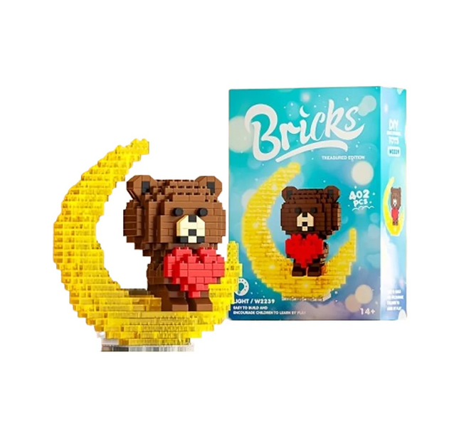 Cute Bear Light-Up Building Blocks - The Perfect Educational Birthday Gift for Friends!（NO base）
