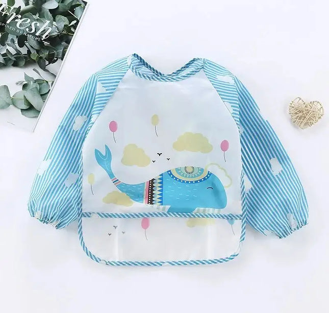 1pc Waterproof Baby Smock – Long Sleeve Bib Apron for Eating & Art
