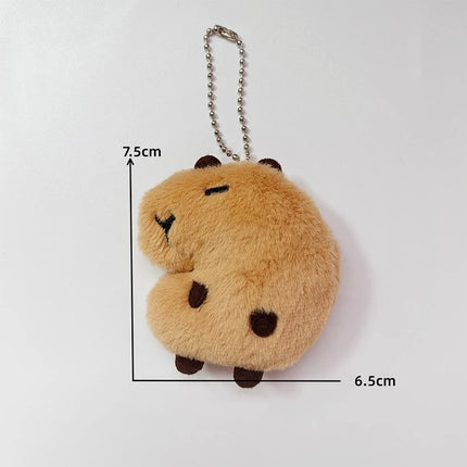 Capybara Plush Keychain – Soft Stuffed Cartoon Doll with Star Squeak Toy for Bag, Backpack & Car Pendant