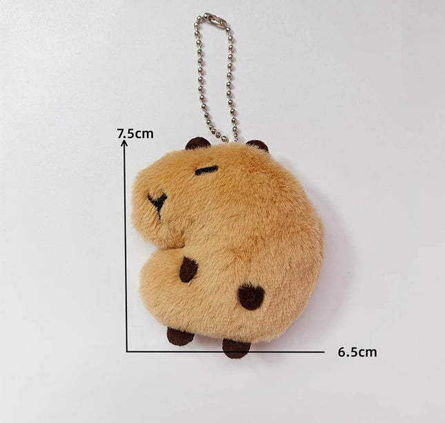 Capybara Plush Keychain – Soft Stuffed Cartoon Doll with Star Squeak Toy for Bag, Backpack & Car Pendant