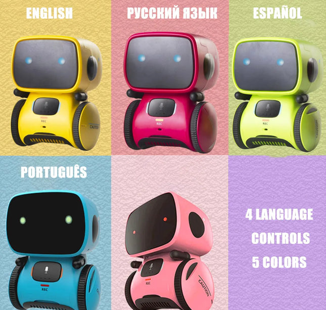 Intelligent RC Robot Toy – Interactive Voice & Touch Control with Russian, English & Spanish Versions for Educational Play