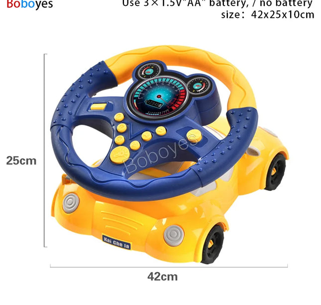 Infant Electric Steering Wheel Toy – Simulation Light & Sound Educational Vocal Toy for Stroller Play