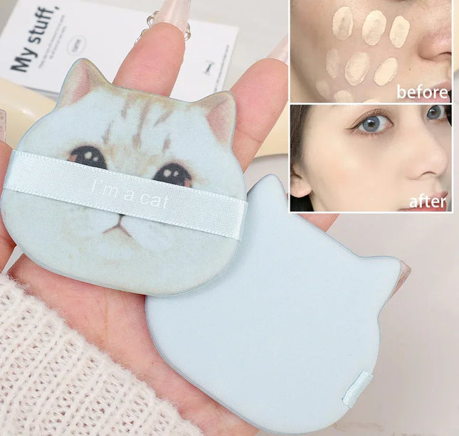 10PCS Cute Cat Makeup Puff Foundation Cosmetic Puff Smooth Powder Concealer Beauty Dry and Wet Dual-use Powder Puff Makeup Tool