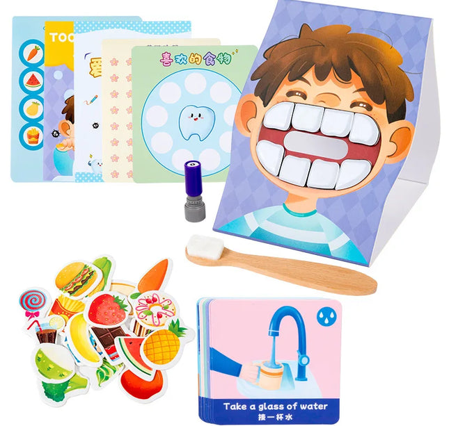 Montessori Brush Teeth Simulation Toy – Parent-Child Educational Puzzle Game for Kids Fine Motor Skills