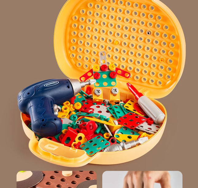 Educational Assembling Toolbox Toy Electric Screwdriver Screwing Repair 4-6 years old Montessori Kids Repair Toolbox Toys