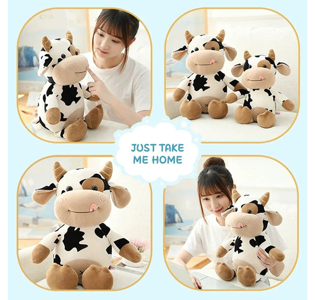 Small Cow Plush Toy – 25–35cm Soft Stuffed Cartoon Animal Doll for Kids Birthday & Holiday Gift