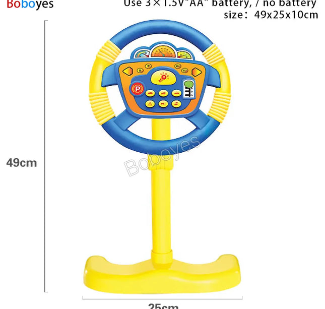 Infant Electric Steering Wheel Toy – Simulation Light & Sound Educational Vocal Toy for Stroller Play