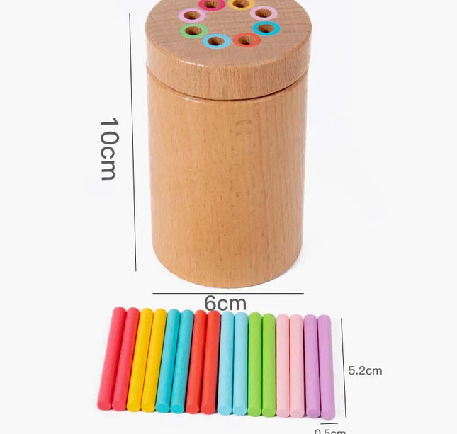 Montessori Wooden Matching Toy – Color Sorting & Balance Stick Educational Set for Kids Fine Motor & Math Skills