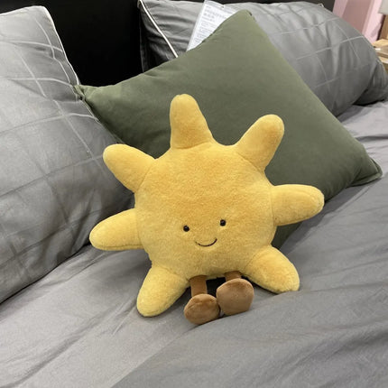 Smile Face Moon & Sun Plush Cushion – High Quality Stuffed Weather Pillow for Kids Bedroom & Sofa Decor