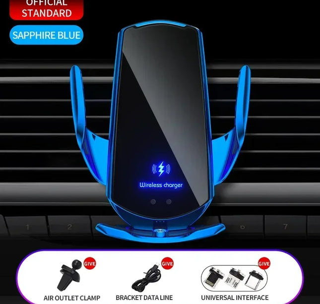 15W Car Magnetic Wireless Charger Automatic Car Mount Phone Holder For iPhone 16 15 For SamsungInfrared Induction Fast Charging