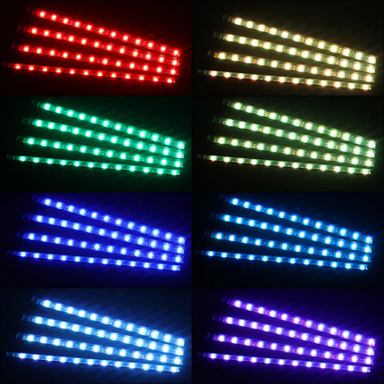RGB Car Atmosphere Lights – LED Interior Footwell Strip with USB, Remote & Sound Control