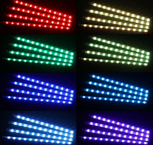 RGB Car Atmosphere Lights – LED Interior Footwell Strip with USB, Remote & Sound Control