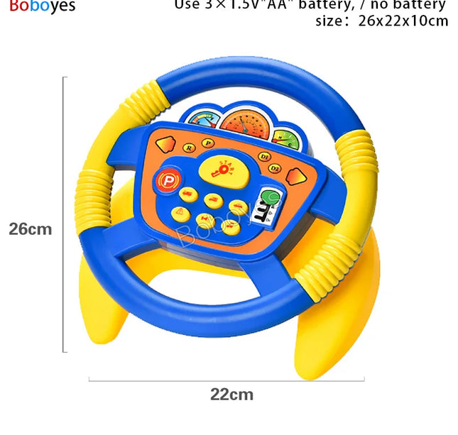 Infant Electric Steering Wheel Toy – Simulation Light & Sound Educational Vocal Toy for Stroller Play