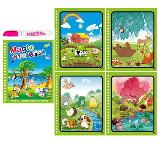 Children Early Education Toys Magical Book with Pen Water Drawing  Toys Gift Reusable Coloring Book Magic Drawing Book