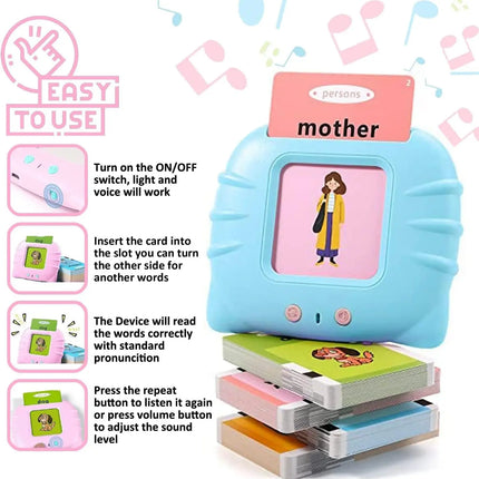 Early Education Flash Card Talking Flashcards for Kids Preschool Electronic Early Education Machine Gift Toddlers Montessori Toy