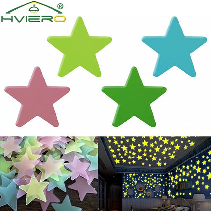 Luminous Star Wall Stickers – 50/100pcs 3cm Glow Decor for Kids & Parties