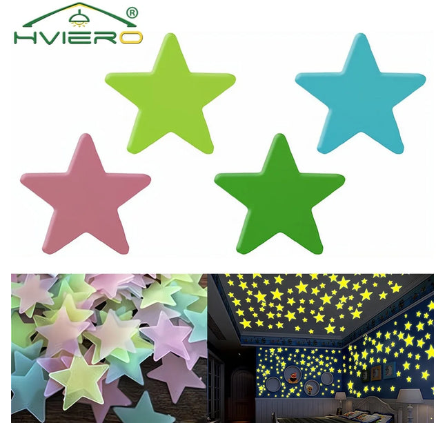 Luminous Star Wall Stickers – 50/100pcs 3cm Glow Decor for Kids & Parties