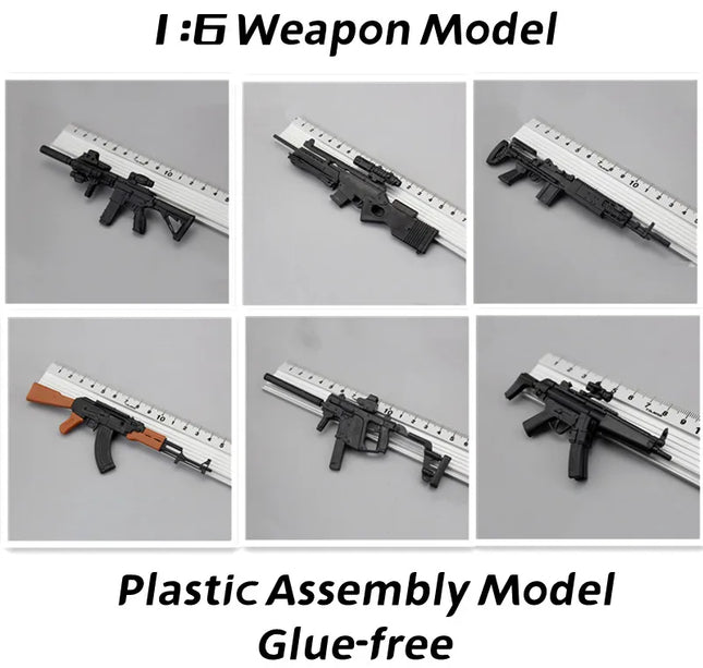 1/6 Scale Soldier Weapon Model Set – MP40, HK416, AK47 Puzzle Assembly Military Educational Toys