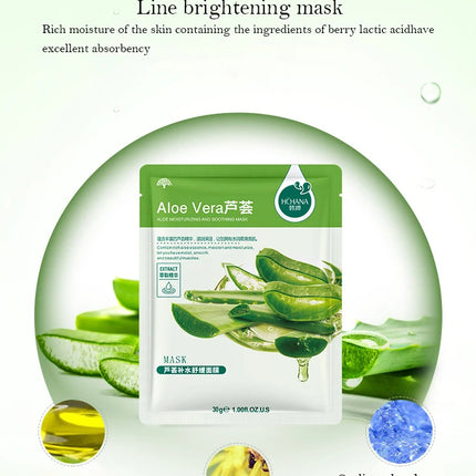 30pcs Natural Plant Facial Mask Moisturizing Oil Control Anti-Aging Fruit Aloe Korean Sheet Face Mask Beauty Skin Care Prodcuts