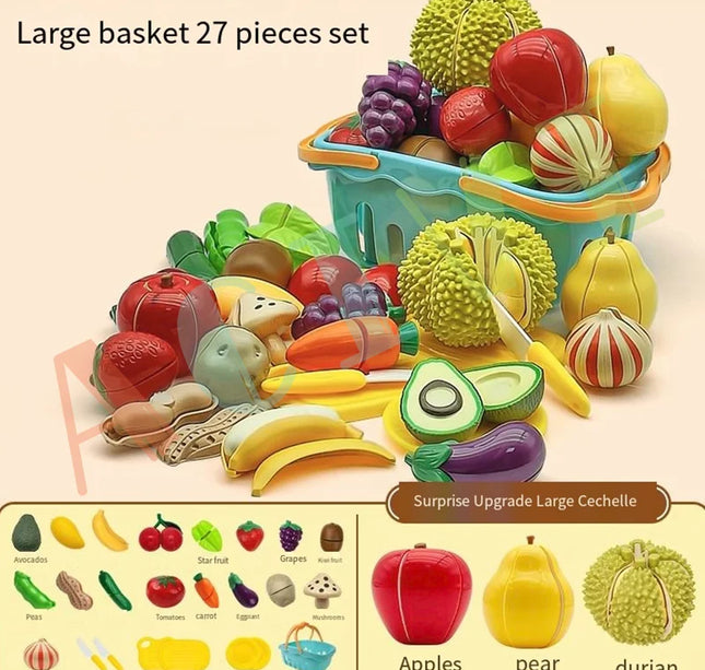 Kid Pretend Play Kitchen Fun Cutting Fruits and Vegetables Food Play House Set Puzzle Education Toys For Kids Boys Girls Gifts