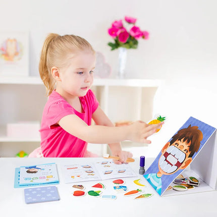 Montessori Brush Teeth Simulation Toy – Parent-Child Educational Puzzle Game for Kids Fine Motor Skills