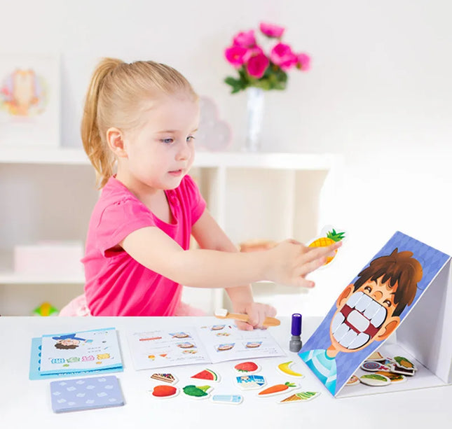 Montessori Brush Teeth Simulation Toy – Parent-Child Educational Puzzle Game for Kids Fine Motor Skills