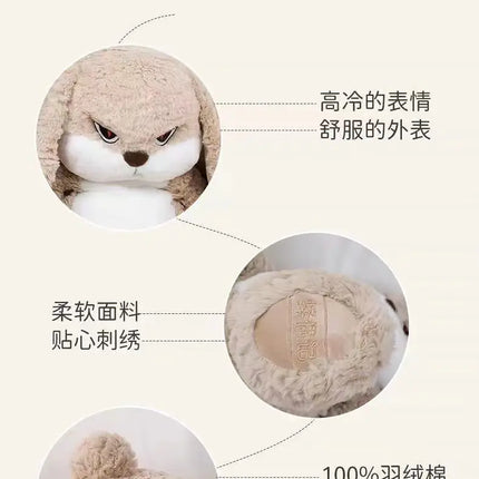 Large Angry Rabbit Plush Toy – Kawaii Stuffed Animal Doll for Room Decor & Birthday Gifts