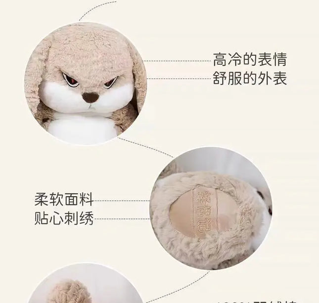 Large Angry Rabbit Plush Toy – Kawaii Stuffed Animal Doll for Room Decor & Birthday Gifts