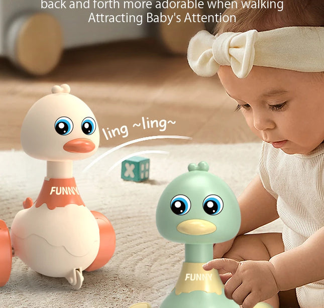 Baby Toy Swing Duck Toy Cartoon Press Vehicles Glide Animal Inertia Pull Back Cars Early Education Toys for Toddlers Boys Girls