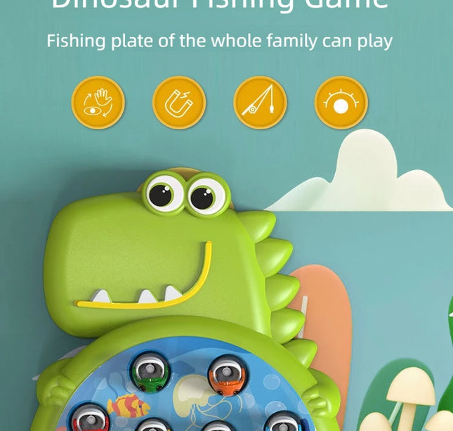 Magnetic Dinosaur Fishing Game – Montessori Toy with Rod for Toddlers & Kids