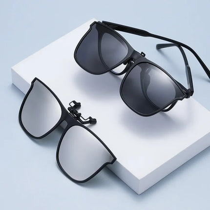 Men's Clip-On Polarized Sunglasses – Vintage Square Photochromic Night Vision Driving Glasses